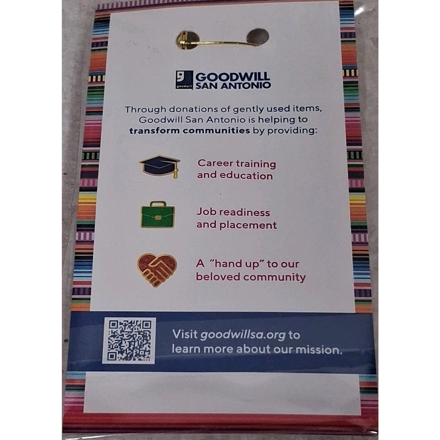 2023 Fiesta Goodwill Denim Jean Pocket Clothes Hanger San Antonio Pinback