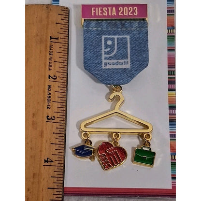 2023 Fiesta Goodwill Denim Jean Pocket Clothes Hanger San Antonio Pinback